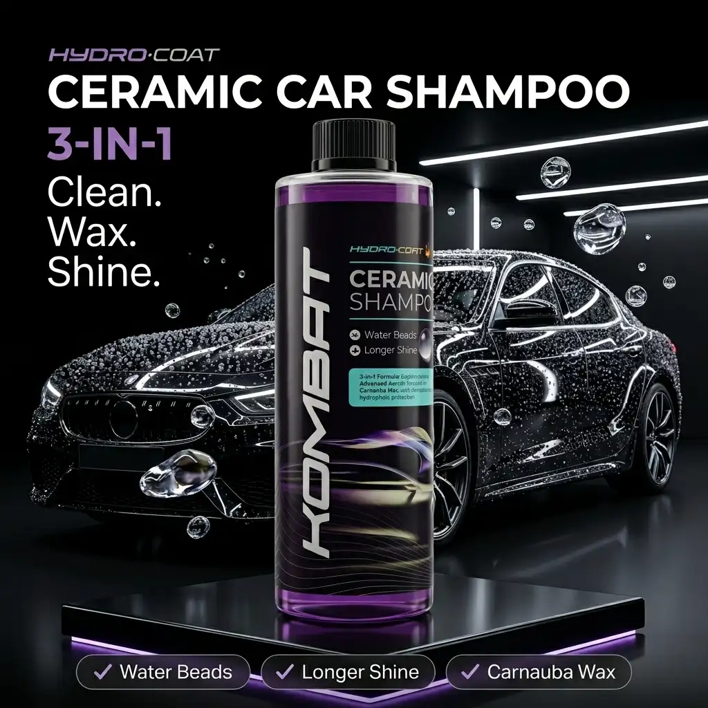 Kombat Hydrocoat K Ceramic Car Shampoo – 3 in 1 Car Wash Soap with Carnauba Wax