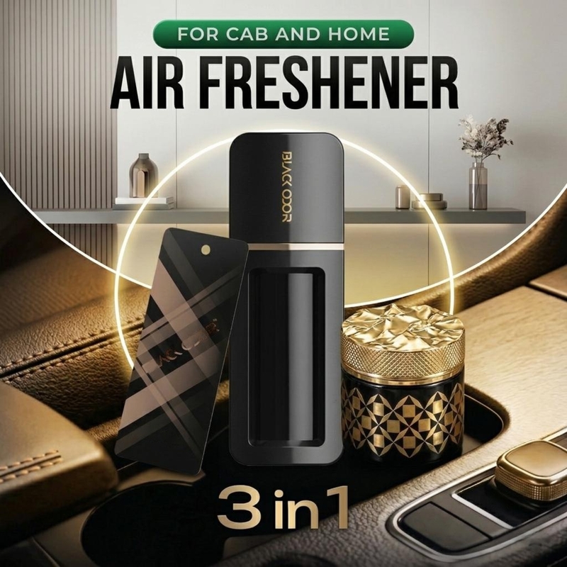 Black Odor 3-in-1 Premium Car Air Freshener Set – Long-Lasting Interior Fragrance Collection